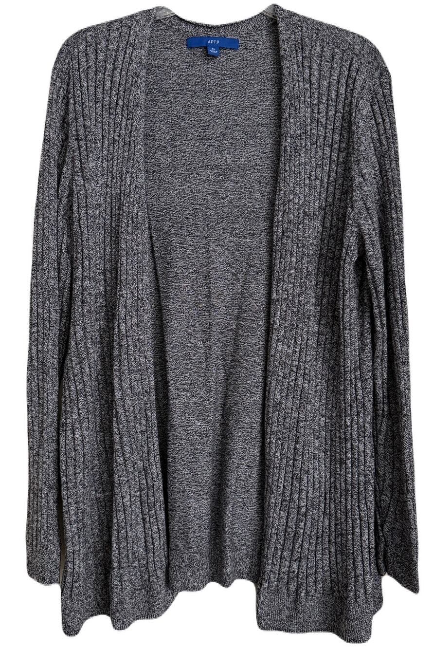 Apt. 9 Marled Cotton Blend Cardigan - Black/Grey - Sz XL